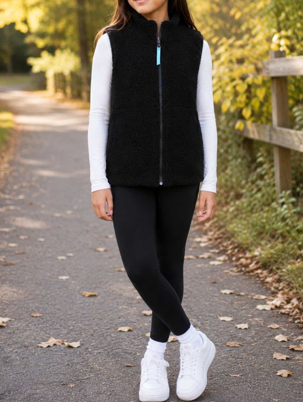 Ivivva Reversible Black Sherpa Quilted Vest Aqua Zip Kids Girls Cozy